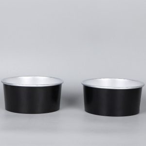 Bowl negro de aluminio 32 oz con tapa PP – Caja x300