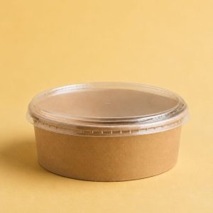 Bowl Kraft Marron 16 oz con Tapa PP por paquete / 50