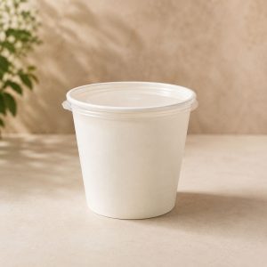 Tazón Blanco 26 oz con tapa PP – Caja x500