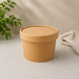 Bowl Kraft Marron 8oz con Tapa kraft por Caja / 500